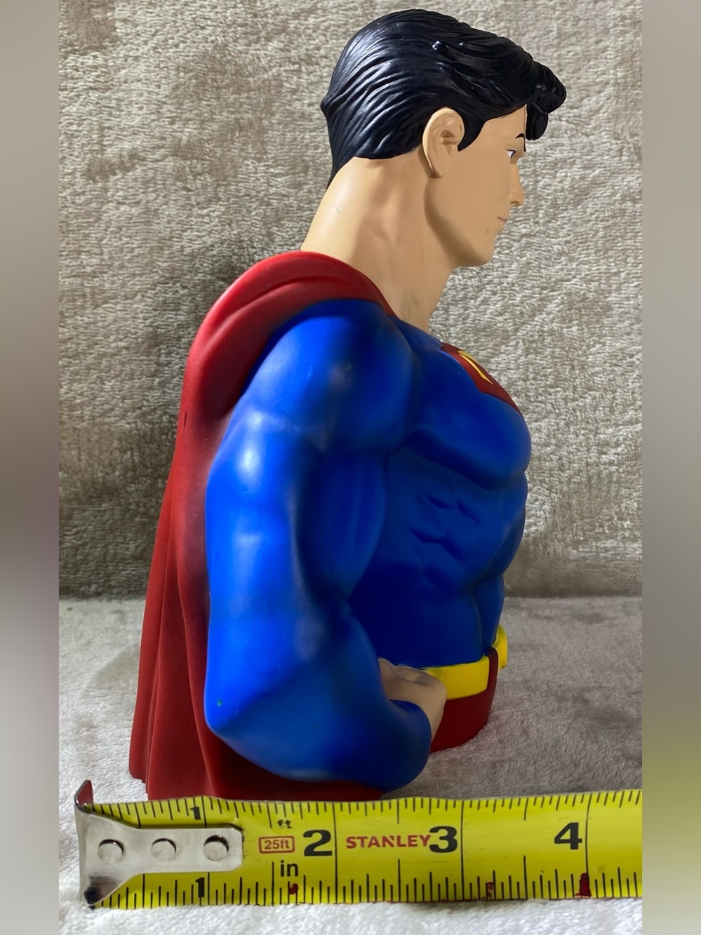 Monogram DC Comics Superman Plastic Coin Bank Bust Figure w/ Coin Slot Blue Red - Picture 12 of 12
